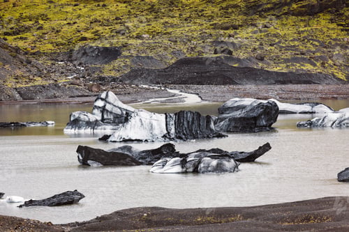 Preview: Beautiful Aerial view of the massive Glacier in Iceland and its lagoon caused by global warming -