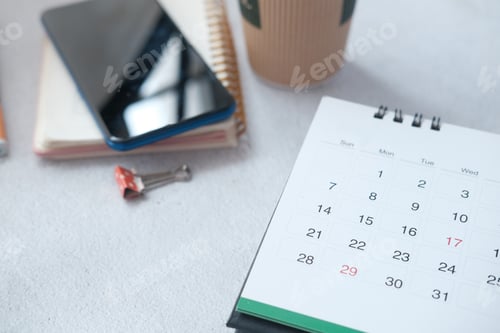 Preview: deadline concept with red mark on calendar date