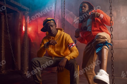 Preview: Two stylish rappers dancing in studio