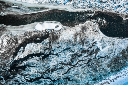 Preview: Aerial view of melting ice on river in winter