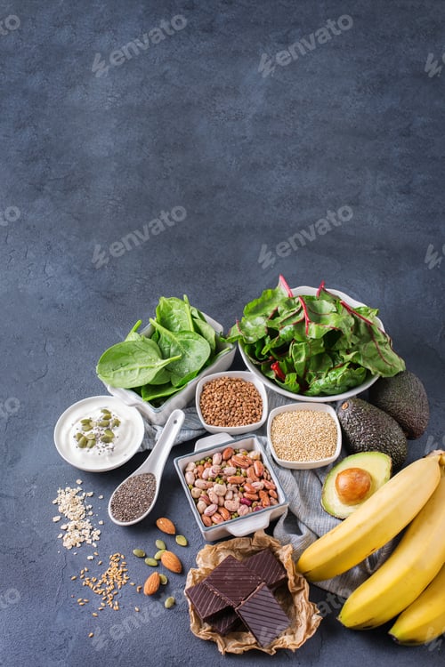 Preview: Assortment of healthy high magnesium sources food