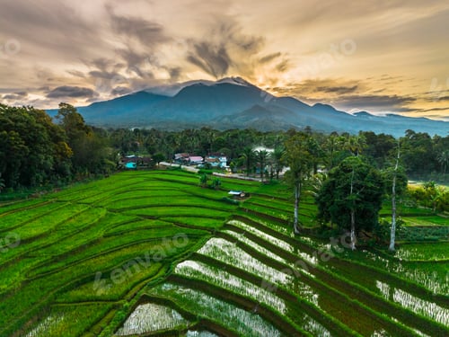 Preview: beautiful morning view indonesia panorama landscape beach with beauty color and sky natural light