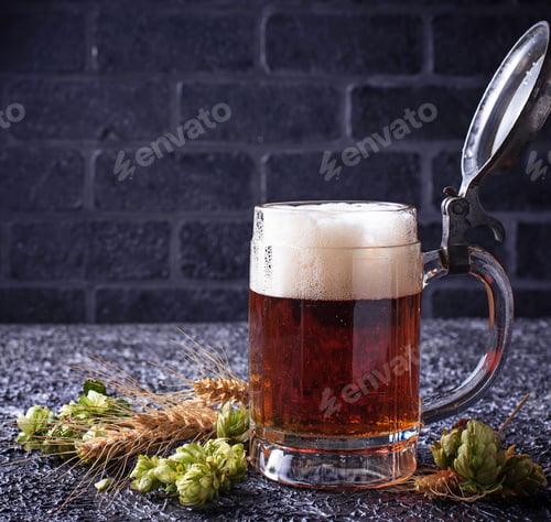Preview: Mug of beer, hops and malt