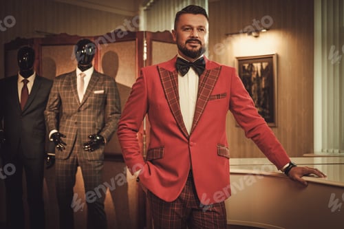 Preview: Extravagant stylish man in tailor studio