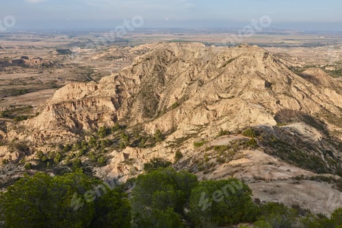 Preview: Picturesque landscape badlands in Los Monegros. Viewpoint Jubierre. Huesca, Spain