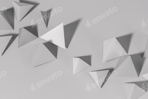Preview: 3D gray pyramid paper craft on a gray background
