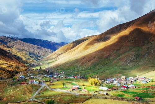 Preview: Fantastic beauty of the town between the mountains in Georgia Europe
