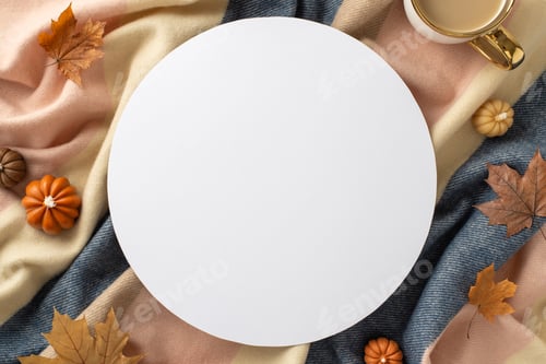 Preview: Feel the warmth of covering in blanket with a mug of hot drink at home in autumn