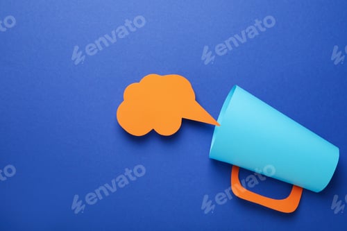 Preview: Important announcement concept with decorative megaphone, space for text