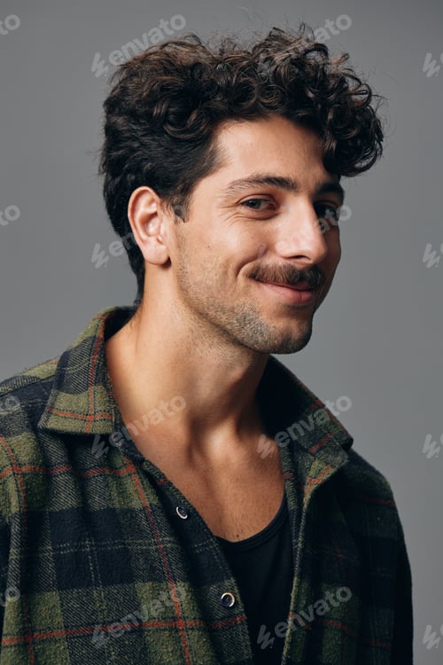 Preview: Hipster man face portrait smile fashion