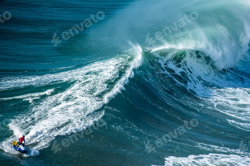 Preview: Foamy waves of the Atlantic Ocean near the Nazare municipality in Portugal