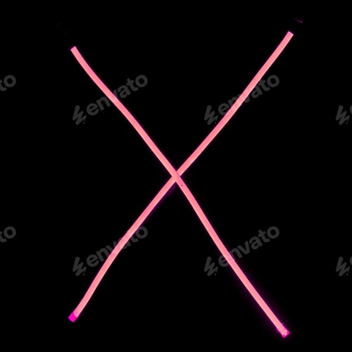 Preview: Alphabet pink neon lights on black background