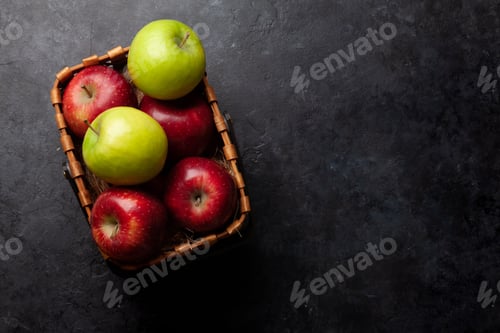 Preview: Colorful ripe apple fruits in basket