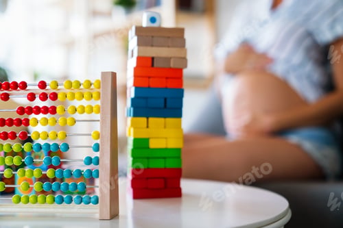 Preview: Colorful wooden educational toys for kindergarten, preschool or daycare.