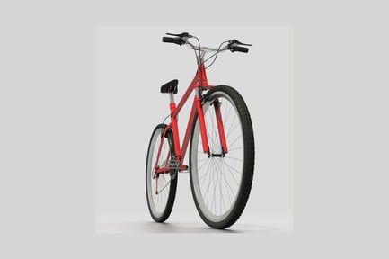 Preview: Bicycle with curved frame and knobby tires