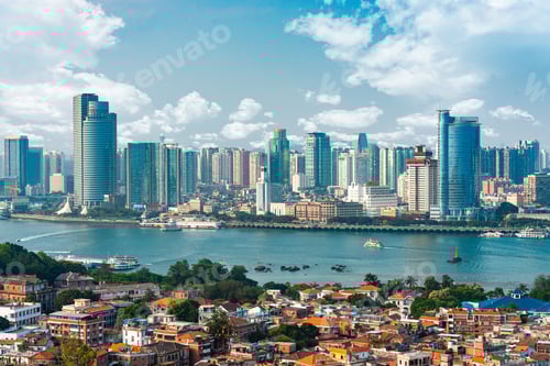 Preview: Xiamen, China city skyline from Gulangyu Island