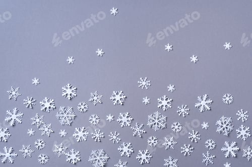 Preview: Winter composition. Christmas, new year concept. Top view. Flat lay. Winter pattern made of white