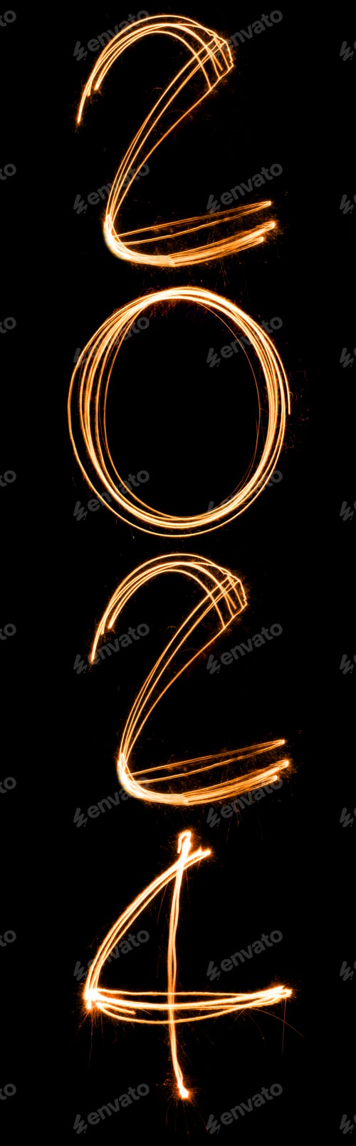 Preview: Sparkler. New year 2024, light painting new years 2024. two thousand twenty-four light