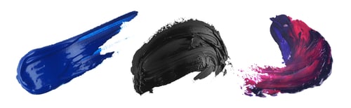 Preview: Brush strokes of paints in different colors isolated on white, set