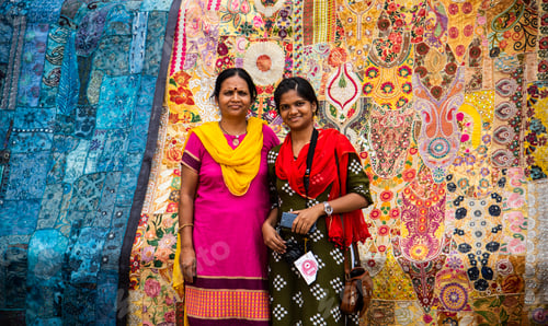 Preview: Woman tourist at golden fort Jaisalmer, India.