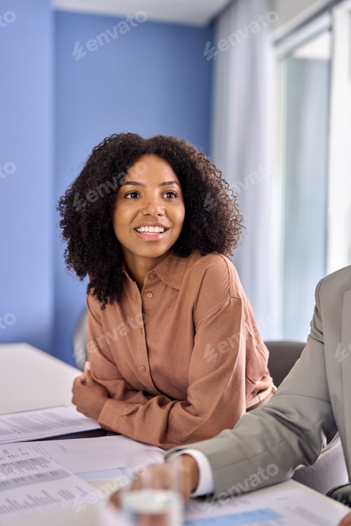 Preview: Woman at Meeting with Documents in Office