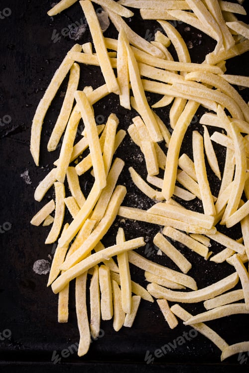 Preview: Frozen potato french fries, junk food
