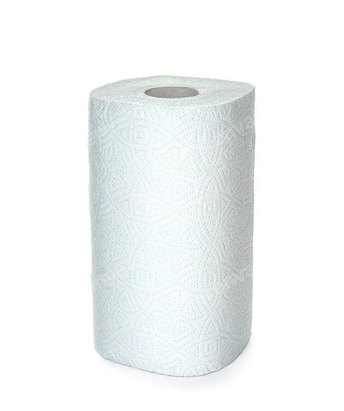 Preview: Roll of toilet paper on white background