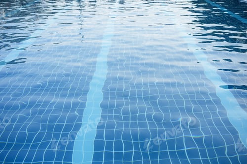 Preview: Small square tiles in the pool. Waves, reflection, lines