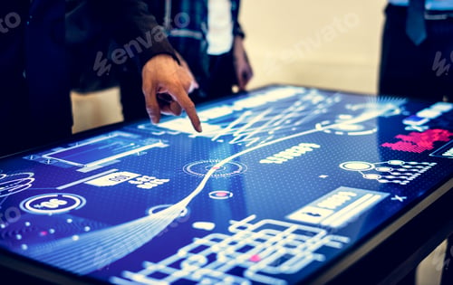 Preview: Technology meeting at cyber space table