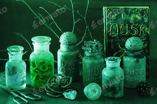 Preview: witch apothecary jars magic potions halloween decoration