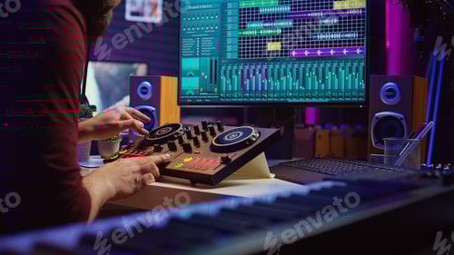 Preview: Sound Engineer Mixing Music at His Recording Studio