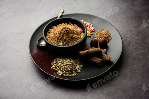 Preview: Indian mouth freshener Mukhwas or Masala Supari with basic ingredients