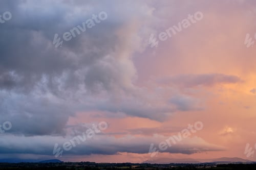 Preview: Cloudscape dramatic background, sunset light
