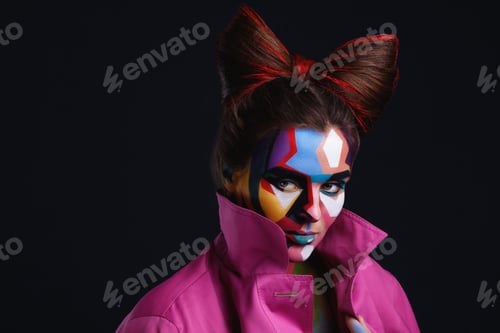 Preview: Model with a creative pop art make-up on her face