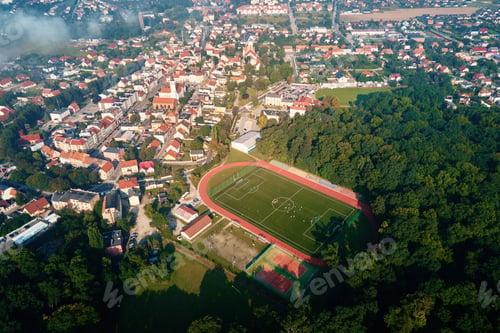 Preview: Cityscape of small european town, aerial view