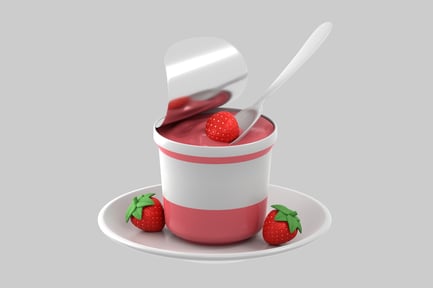 Preview: Strawberry yogurt cup with spoon