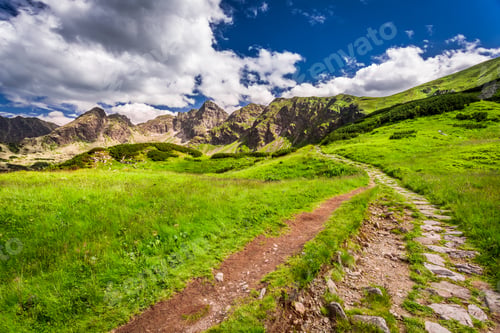 Preview: Stony footpath in the Tatras Mountains, Poland, Europe