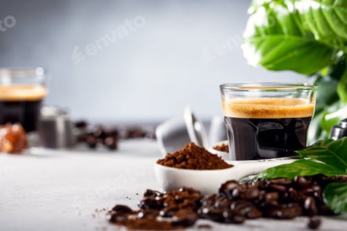 Preview: Coffee in glass cup