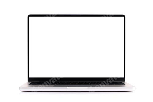 Preview: Laptop with a blank screen isolated on a white background