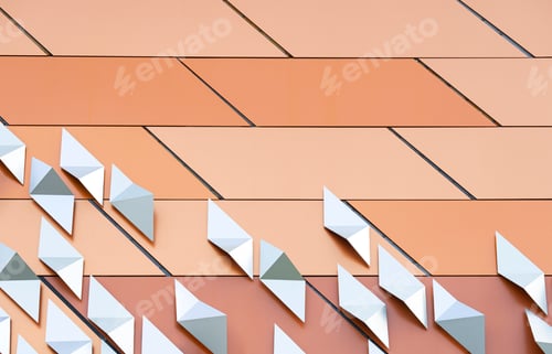 Preview: Abstract background of stainless steel plates on brown tiles wall decoration in modern style