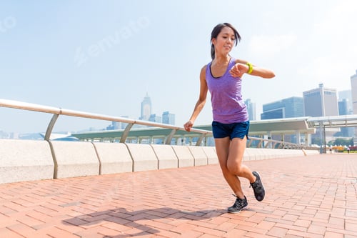 Preview: Woman checking the record of running