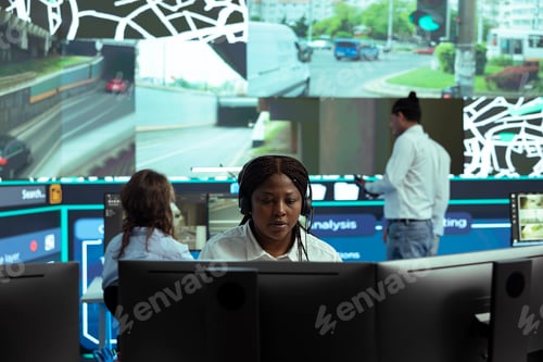 Preview: African american call center dispatcher sends gps coordinates of new routes