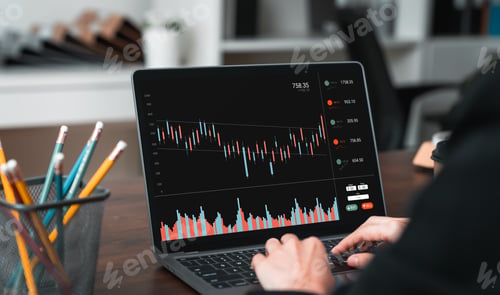 Preview: Stock exchange market concept, business people trader looking computer with graphs analysis.