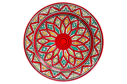 Preview: Artistic Plate with Red, Green, and Yellow Design