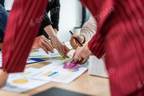 Preview: Close up hands group of businessman and woman people meeting in office.