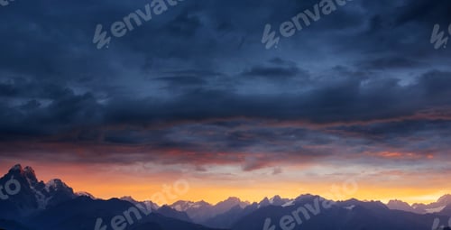 Preview: The view from the mountains to Mount Ushba Mheyer, Georgia