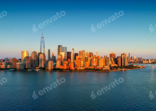 Preview: Aerial view of New York City at sunset