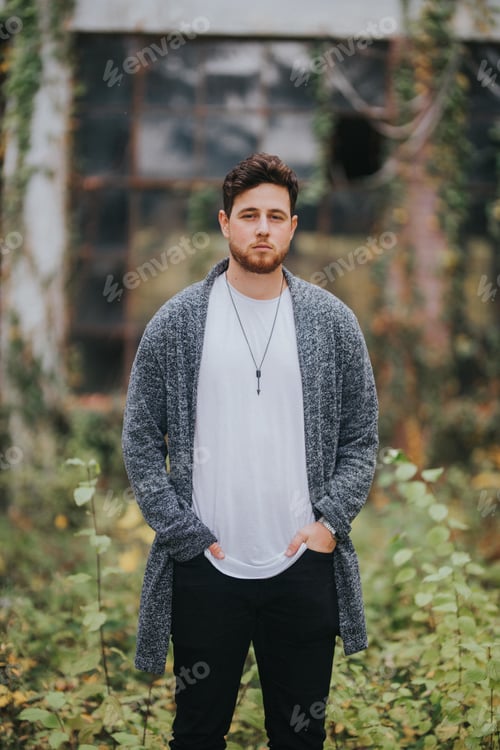 Preview: Shallow focus shot of a young and attractive male posing at camera