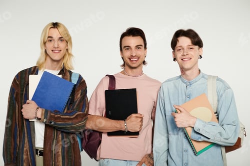 Preview: Three queer students holding books