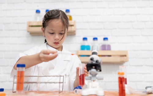 Preview: Elementary School Science student have fun playing biochemistry research in chemistry class room